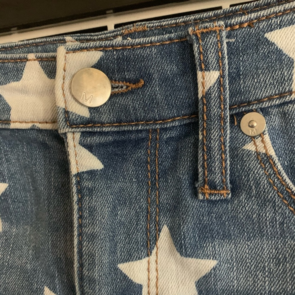 High Rise Distressed Jean Shorts w Exposed Pockets - Picture 5 of 11